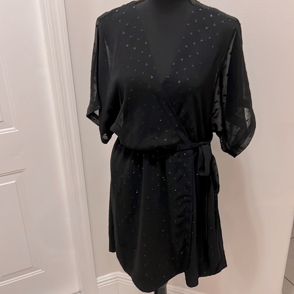 Express Metallic Clip Dot Kimono Sleeve Wrap Dress X Small - Picture 4 of 8